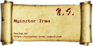 Nyisztor Irma névjegykártya